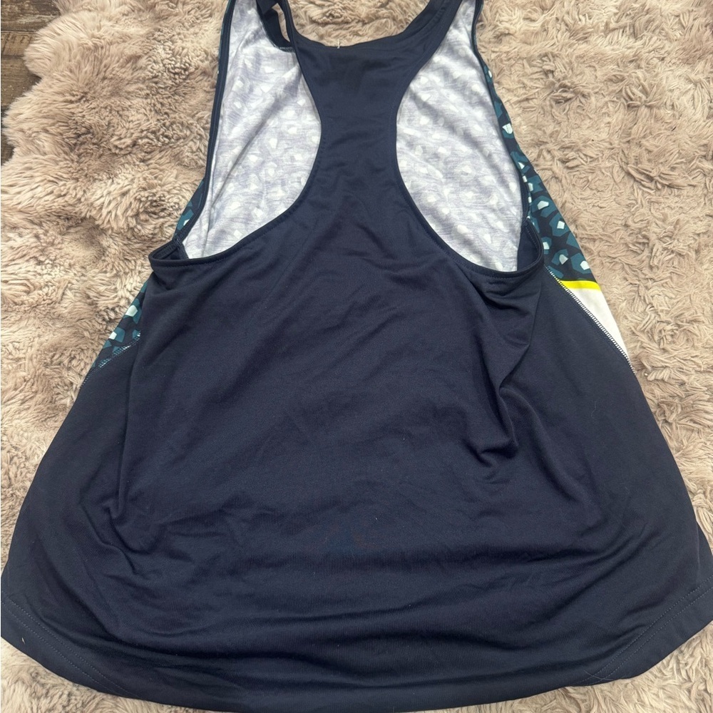 Adidas Women's Blue and White Patterned Tank Top - Picture 3 of 3